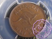 Australia 1952 Halfpenny PCGS AU58